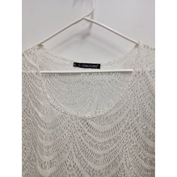 Vintage Maurices Womens Tunic Top Size 0X Gray Metallic Dolman Crochet Sheer Y2K - Picture 2 of 8